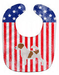 USA Patriotic Jack Russell Terrier Baby Bib Easy-Clean Baby Bib Baby Feeding Accessory Baby Mealtime Essential, 10 x 13, Multicolor
