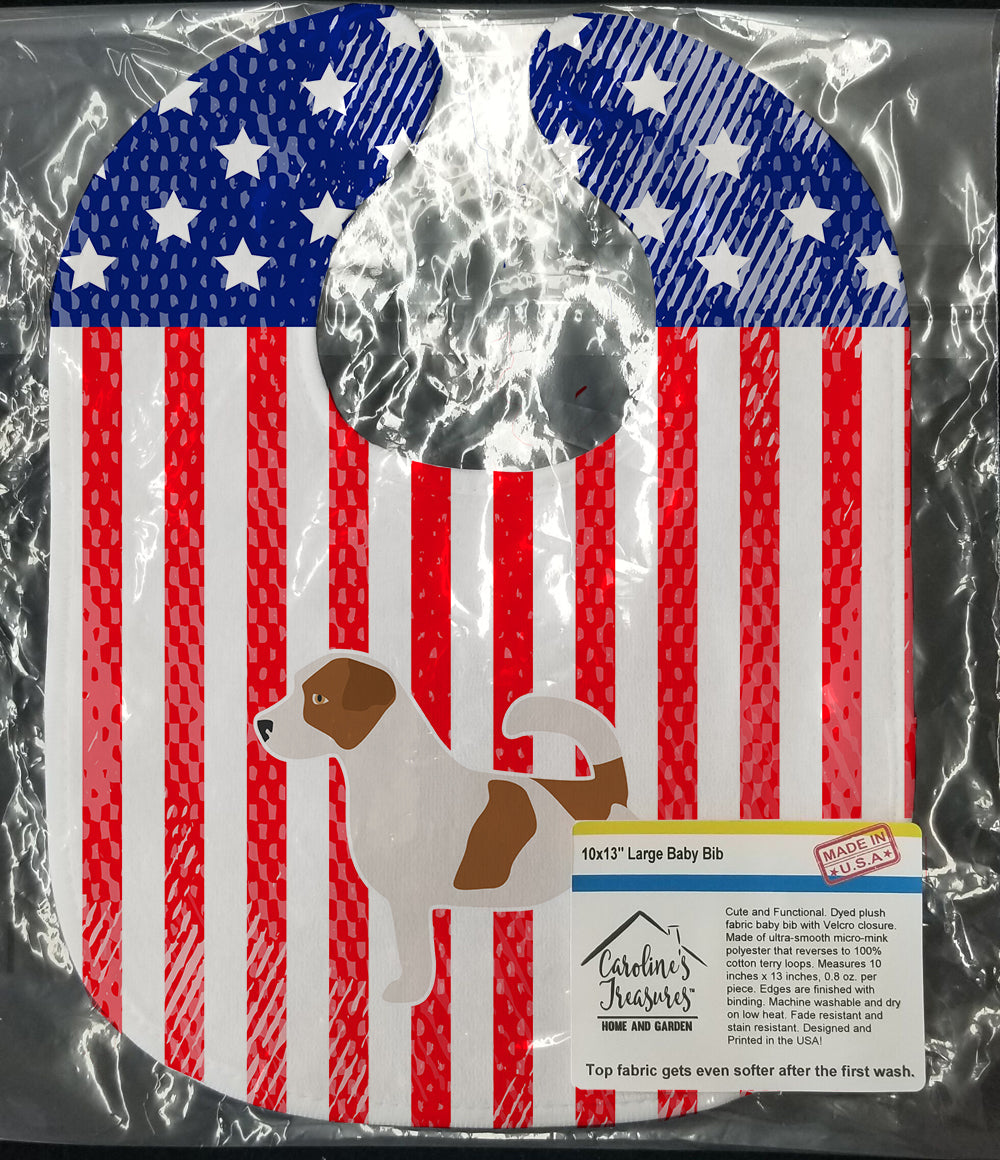 USA Patriotic Jack Russell Terrier Baby Bib Easy-Clean Baby Bib Baby Feeding Accessory Baby Mealtime Essential, 10 x 13, Multicolor
