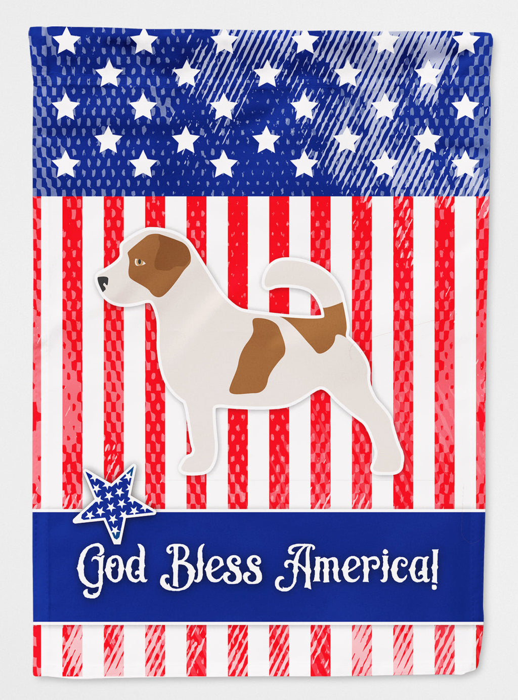 USA Patriotic Jack Russell Terrier House Flag 28x40 Porch Sleeve Pole Decorative Outside Yard Banner Artwork Wall Hanging, Polyester
