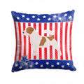 USA Patriotic Jack Russell Terrier Decorative Throw Pillow 14x14 Indoor Outdoor Accent Cushion, Fabric Cover with Insert for Sofa, Bed, Porch & Living Room