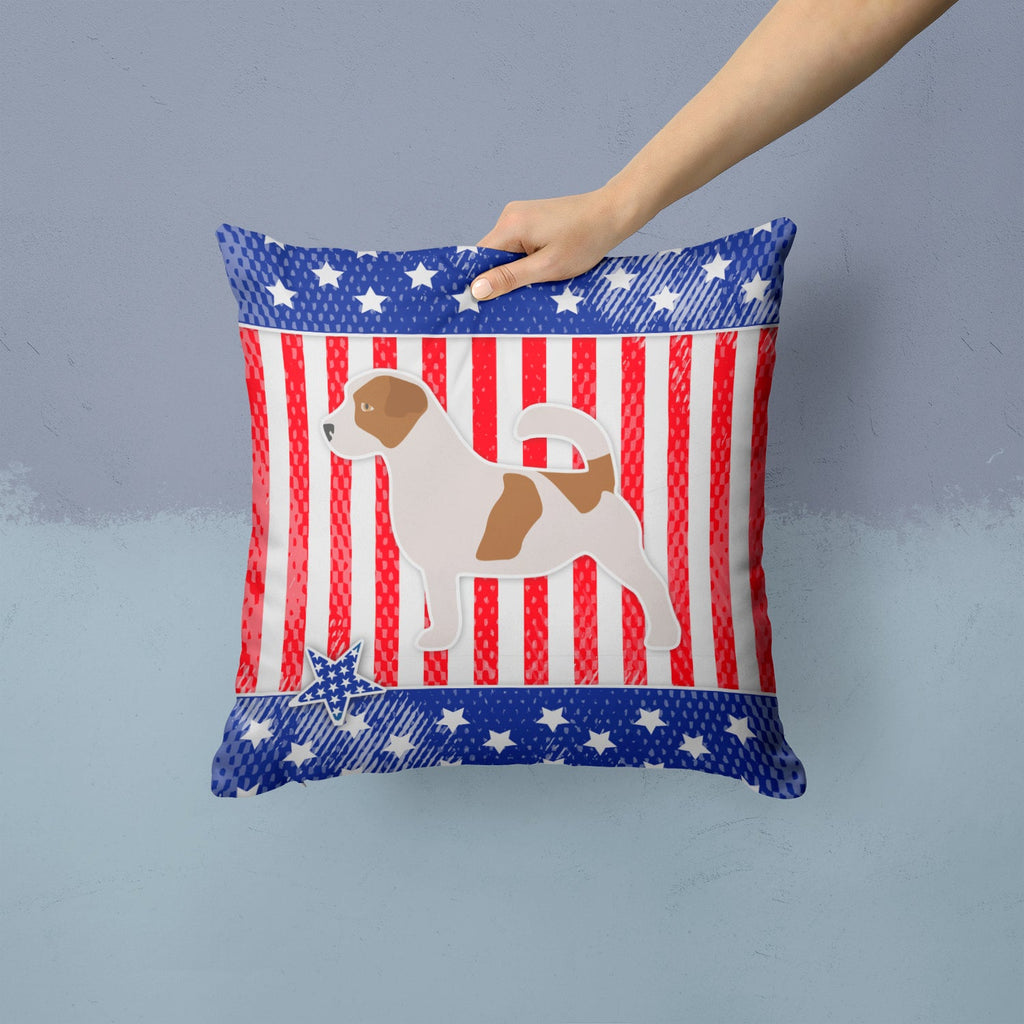 USA Patriotic Jack Russell Terrier Decorative Throw Pillow 14x14 Indoor Outdoor Accent Cushion, Fabric Cover with Insert for Sofa, Bed, Porch & Living Room