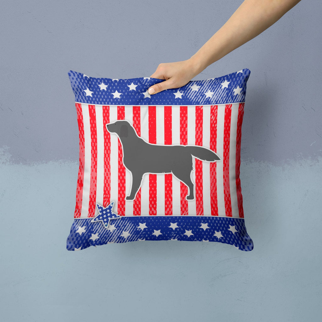 USA Patriotic Black Labrador Retriever Decorative Throw Pillow 14x14 Indoor Outdoor Accent Cushion, Fabric Cover with Insert for Sofa, Bed, Porch & Living Room