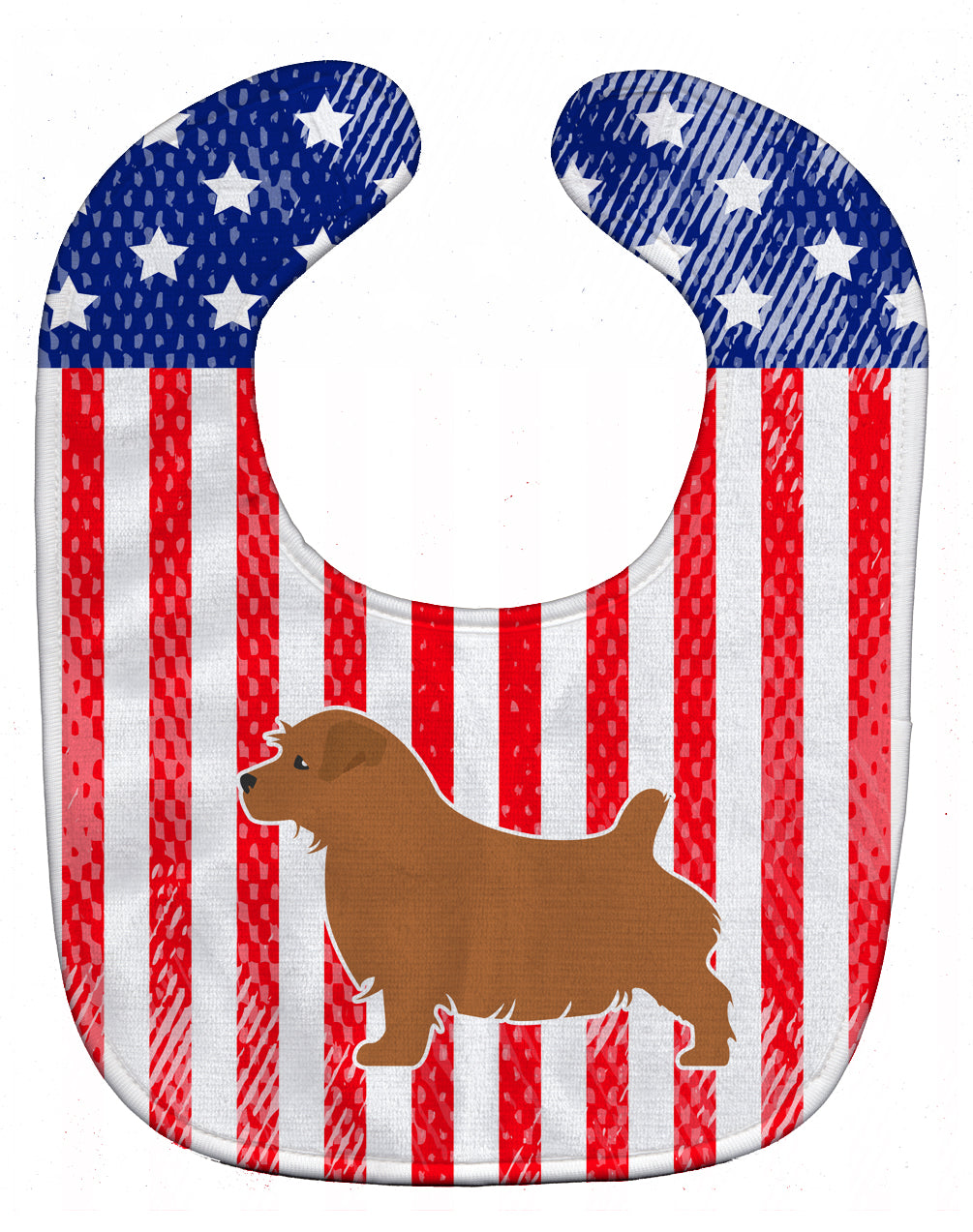 USA Patriotic Norfolk Terrier Baby Bib Easy-Clean Baby Bib Baby Feeding Accessory Baby Mealtime Essential, 10 x 13, Multicolor