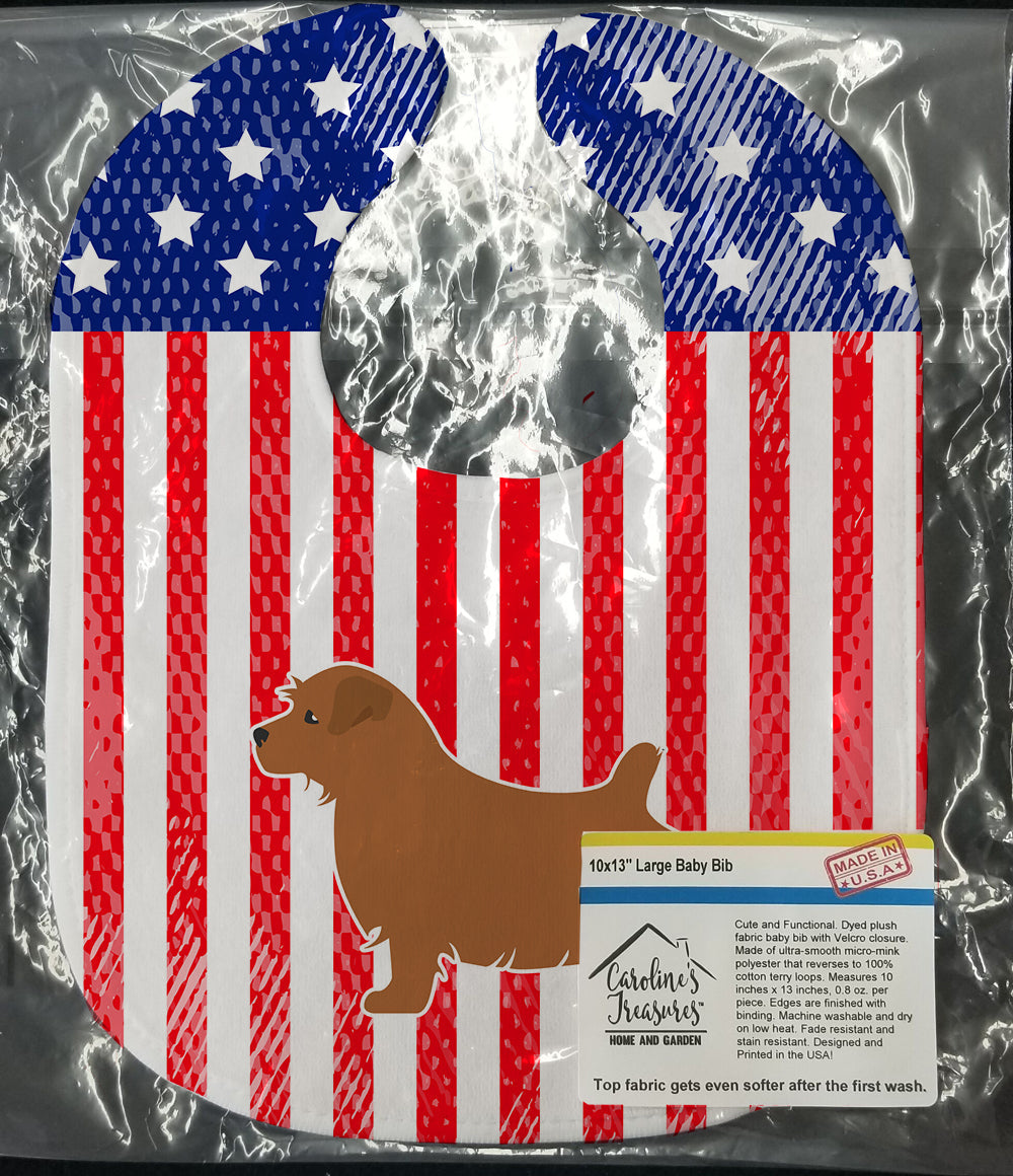USA Patriotic Norfolk Terrier Baby Bib Easy-Clean Baby Bib Baby Feeding Accessory Baby Mealtime Essential, 10 x 13, Multicolor