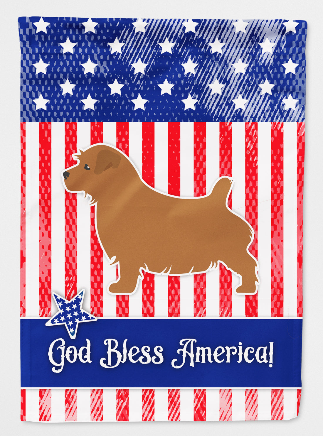 USA Patriotic Norfolk Terrier House Flag 28x40 Porch Sleeve Pole Decorative Outside Yard Banner Artwork Wall Hanging, Polyester