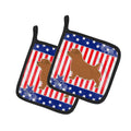 USA Patriotic Norfolk Terrier Pot Holder Set of 2 Heat Resistant Quilted Hot Pads 7.5 x 7.5 Inch, Insulated Kitchen Trivets for Cooking & Baking