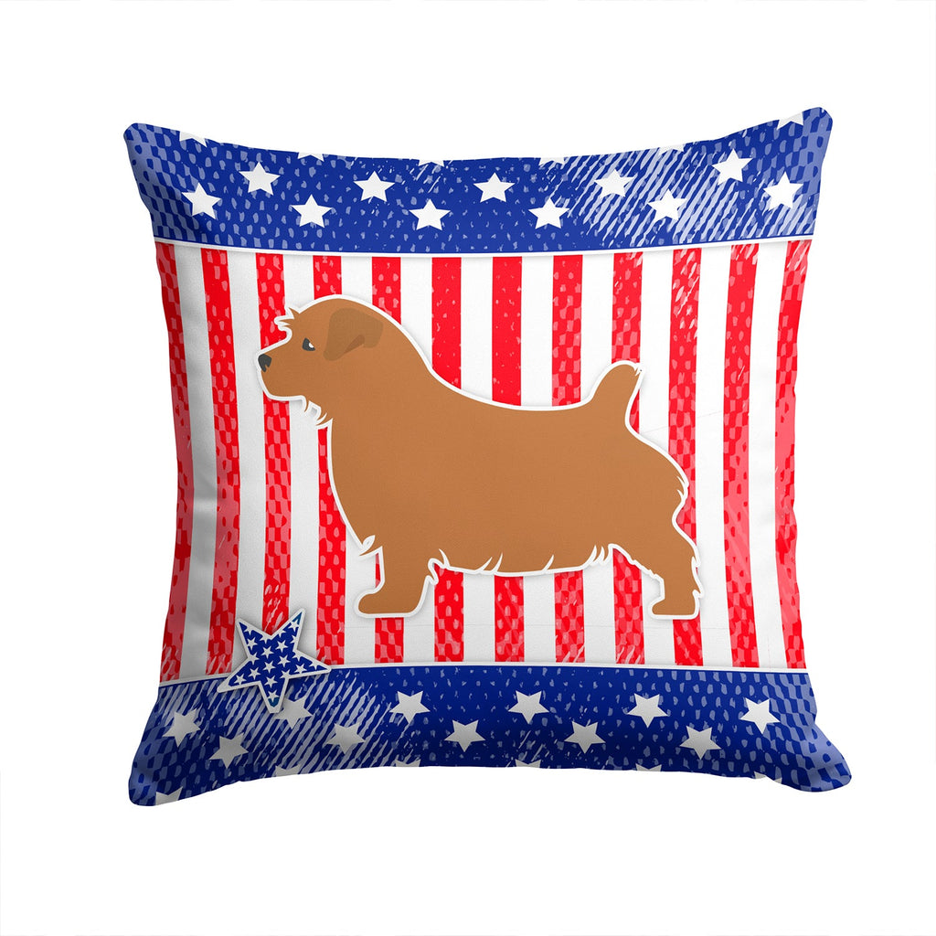 USA Patriotic Norfolk Terrier Decorative Throw Pillow 14x14 Indoor Outdoor Accent Cushion, Fabric Cover with Insert for Sofa, Bed, Porch & Living Room