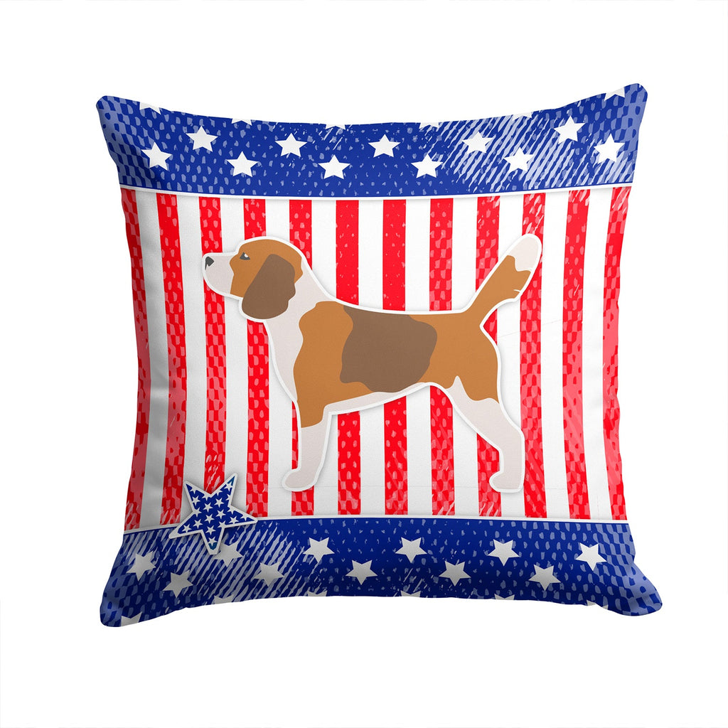 USA Patriotic Beagle Decorative Throw Pillow 14x14 Indoor Outdoor Accent Cushion, Fabric Cover with Insert for Sofa, Bed, Porch & Living Room