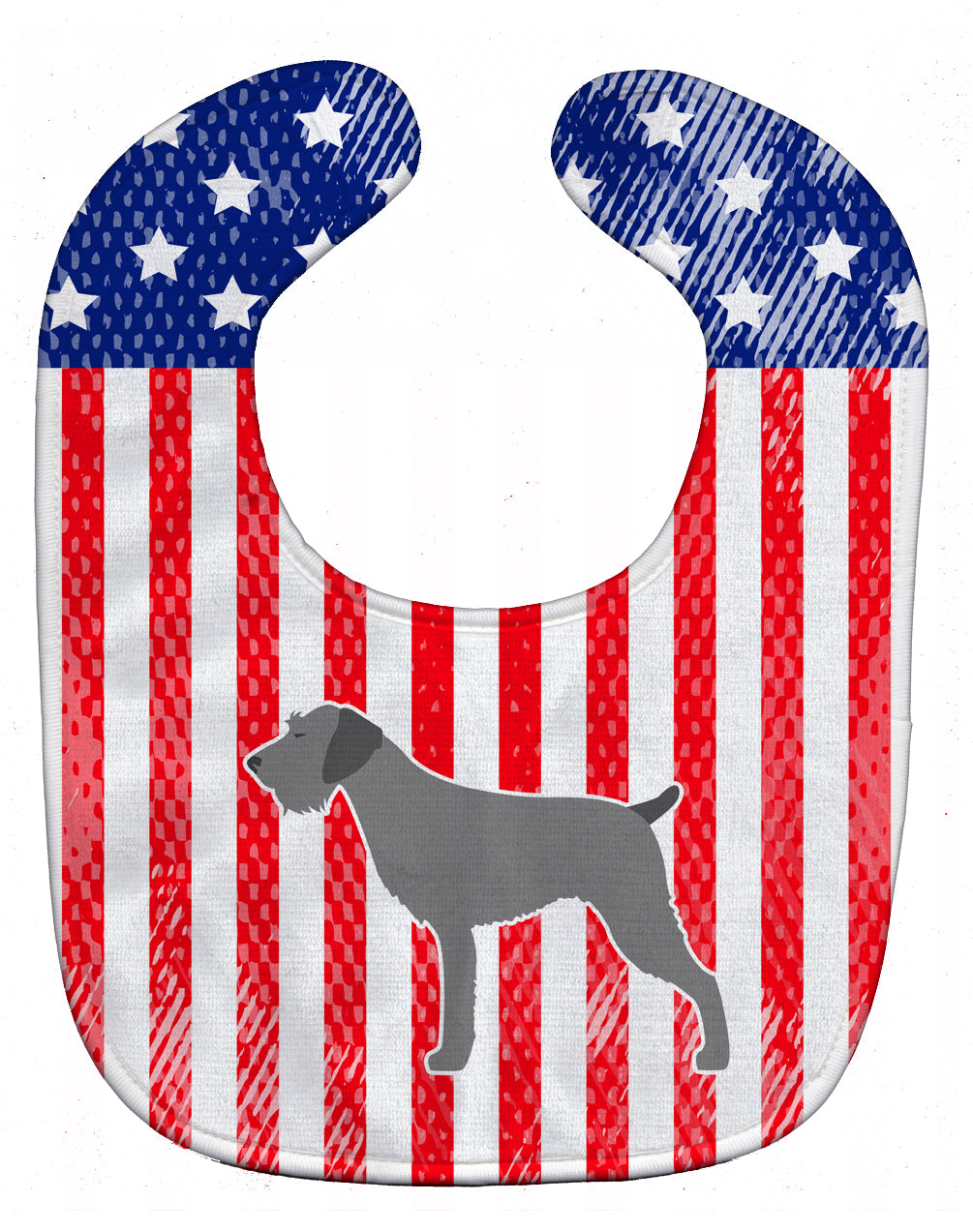 USA Patriotic German Wirehaired Pointer Baby Bib Easy-Clean Baby Bib Baby Feeding Accessory Baby Mealtime Essential, 10 x 13, Multicolor