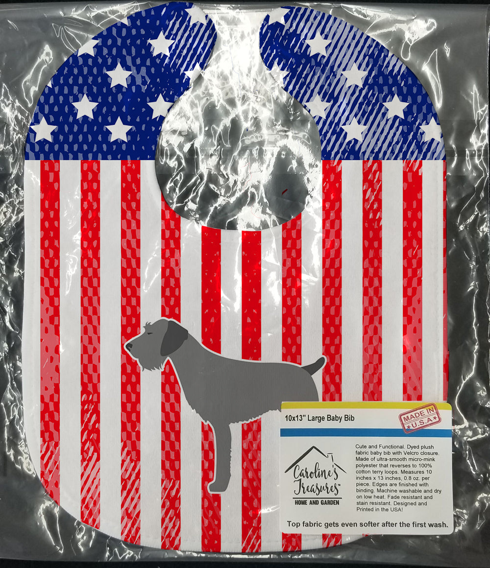USA Patriotic German Wirehaired Pointer Baby Bib Easy-Clean Baby Bib Baby Feeding Accessory Baby Mealtime Essential, 10 x 13, Multicolor