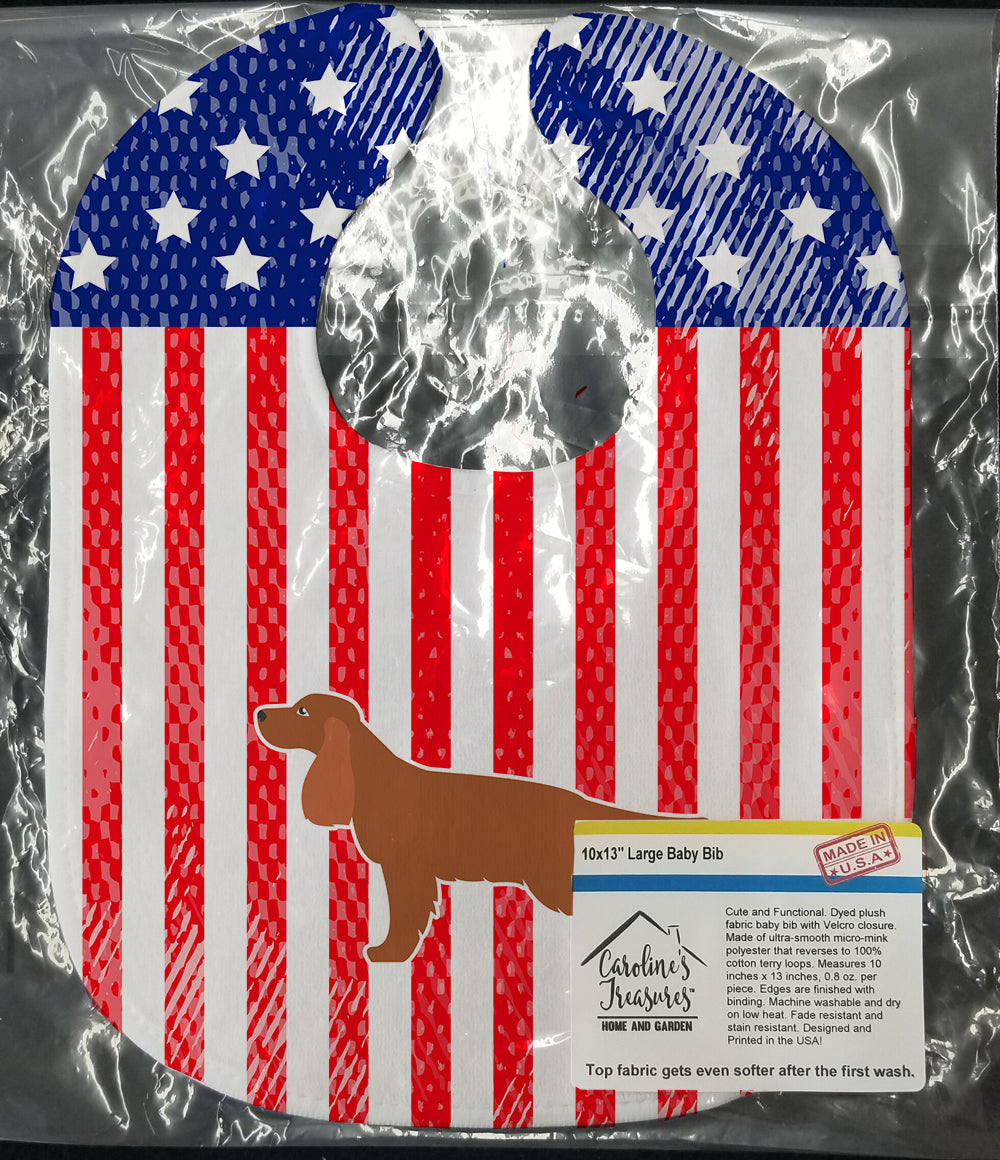 USA Patriotic English Cocker Spaniel Baby Bib Easy-Clean Baby Bib Baby Feeding Accessory Baby Mealtime Essential, 10 x 13, Multicolor