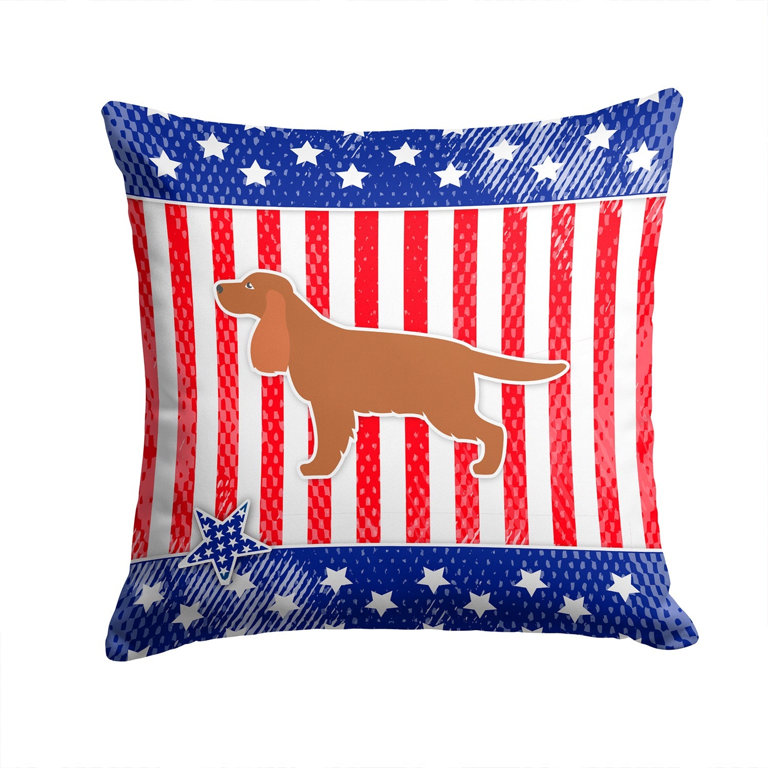 USA Patriotic English Cocker Spaniel Decorative Throw Pillow 14x14 Indoor Outdoor Accent Cushion, Fabric Cover with Insert for Sofa, Bed, Porch & Living Room