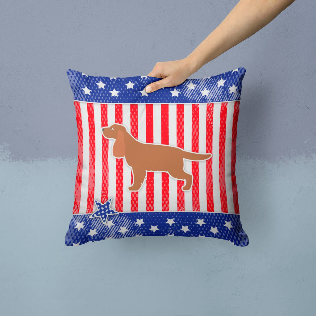 USA Patriotic English Cocker Spaniel Decorative Throw Pillow 14x14 Indoor Outdoor Accent Cushion, Fabric Cover with Insert for Sofa, Bed, Porch & Living Room