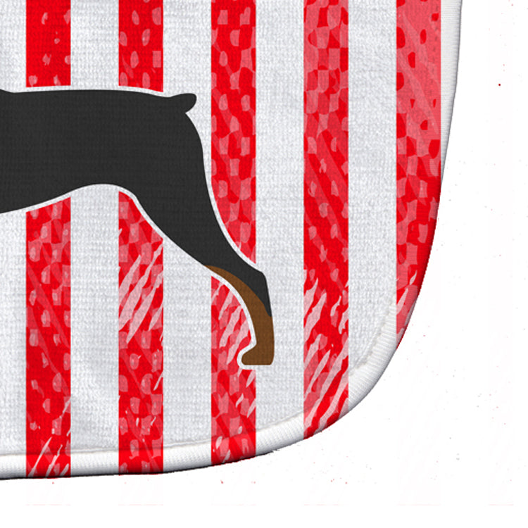 USA Patriotic German Pinscher Baby Bib Easy-Clean Baby Bib Baby Feeding Accessory Baby Mealtime Essential, 10 x 13, Multicolor