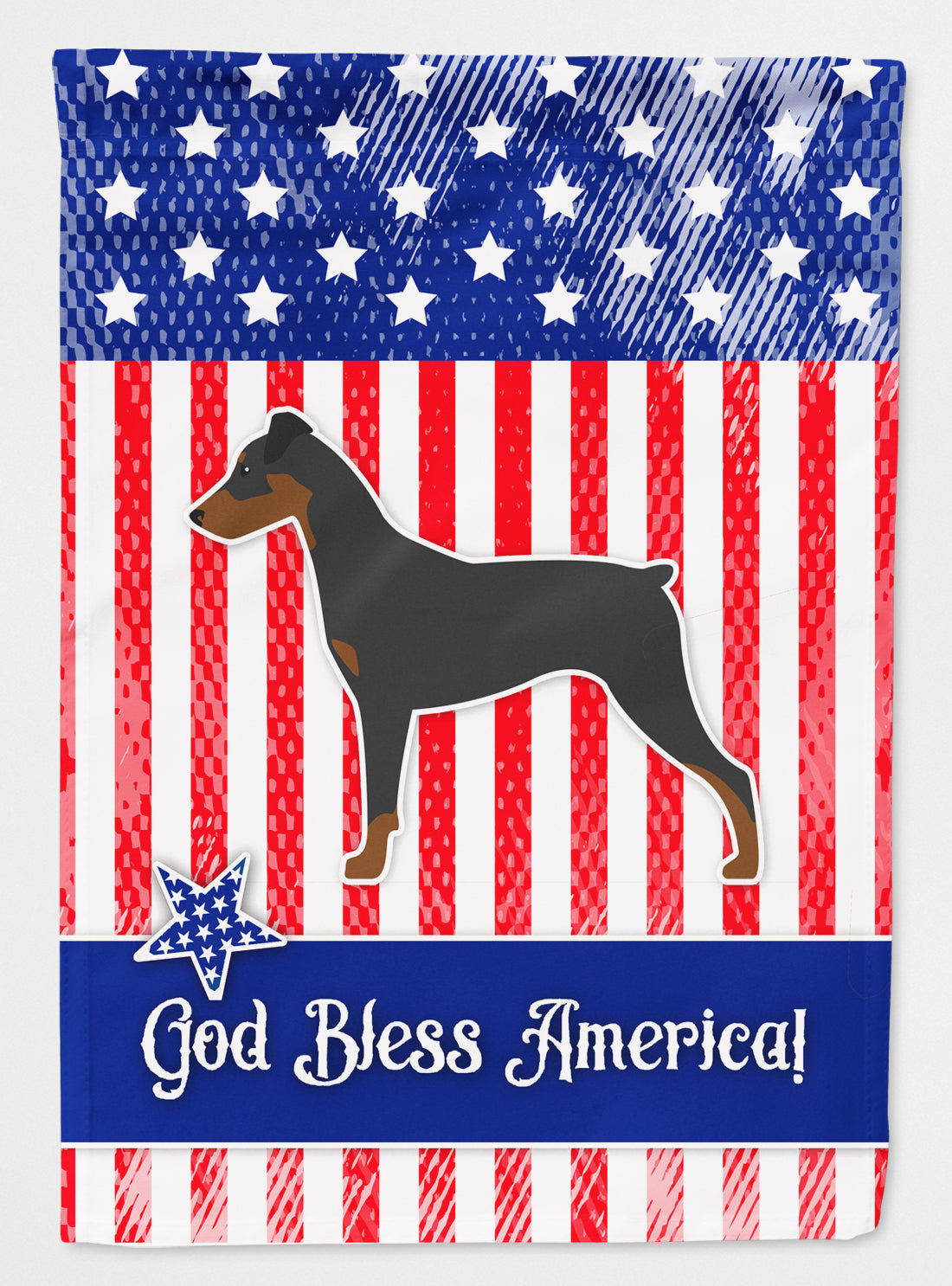 USA Patriotic German Pinscher House Flag 28x40 Porch Sleeve Pole Decorative Outside Yard Banner Artwork Wall Hanging, Polyester