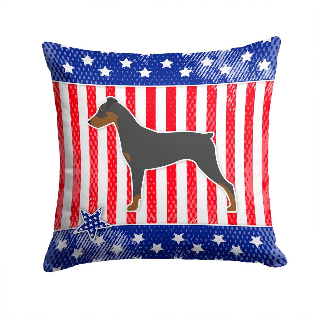 USA Patriotic German Pinscher Decorative Throw Pillow 14x14 Indoor Outdoor Accent Cushion, Fabric Cover with Insert for Sofa, Bed, Porch & Living Room