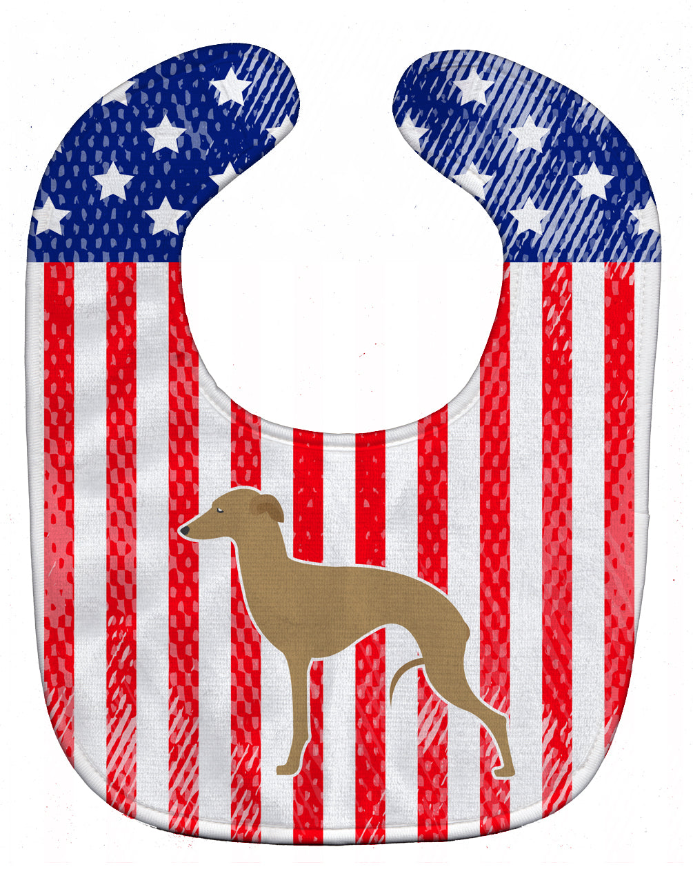 USA Patriotic Italian Greyhound Baby Bib Easy-Clean Baby Bib Baby Feeding Accessory Baby Mealtime Essential, 10 x 13, Multicolor