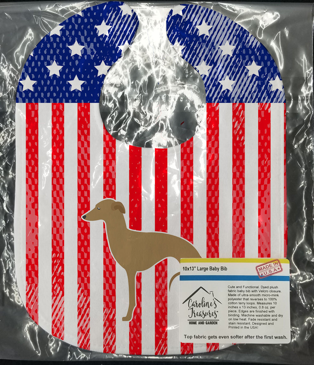USA Patriotic Italian Greyhound Baby Bib Easy-Clean Baby Bib Baby Feeding Accessory Baby Mealtime Essential, 10 x 13, Multicolor