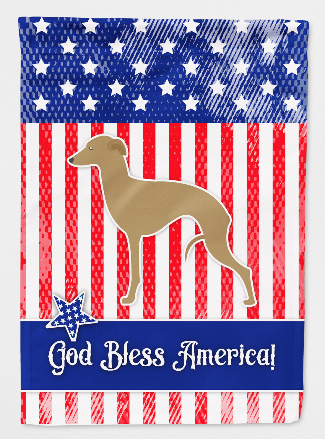 USA Patriotic Italian Greyhound House Flag 28x40 Porch Sleeve Pole Decorative Outside Yard Banner Artwork Wall Hanging, Polyester