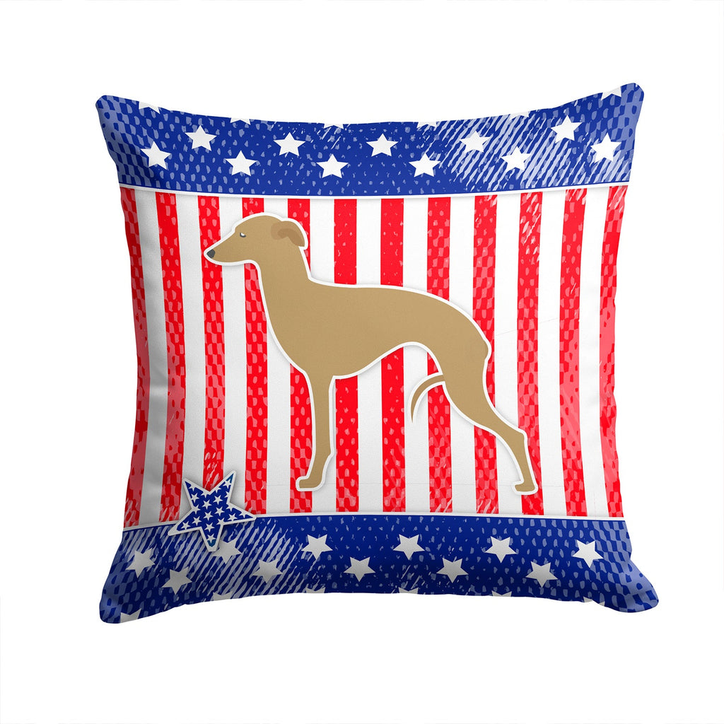 USA Patriotic Italian Greyhound Decorative Throw Pillow 14x14 Indoor Outdoor Accent Cushion, Fabric Cover with Insert for Sofa, Bed, Porch & Living Room