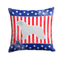 USA Patriotic Spanish Water Dog Decorative Throw Pillow 14x14 Indoor Outdoor Accent Cushion, Fabric Cover with Insert for Sofa, Bed, Porch & Living Room