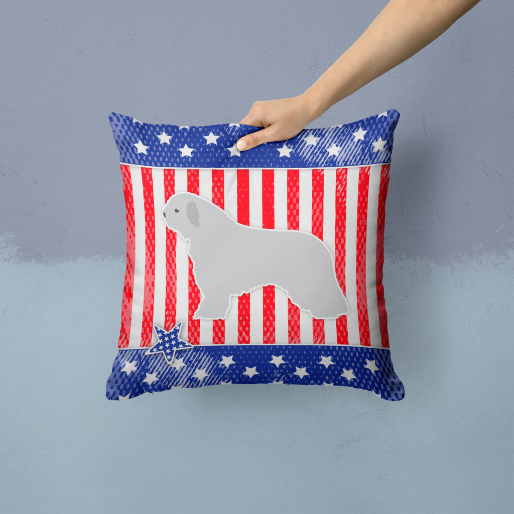 USA Patriotic Spanish Water Dog Decorative Throw Pillow 14x14 Indoor Outdoor Accent Cushion, Fabric Cover with Insert for Sofa, Bed, Porch & Living Room
