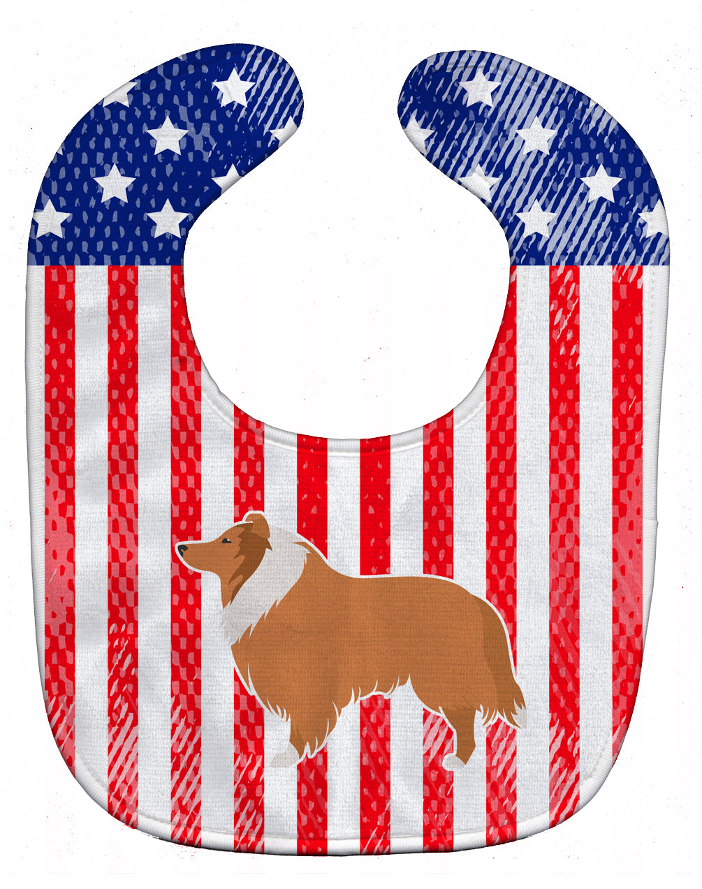 USA Patriotic Collie Baby Bib Easy-Clean Baby Bib Baby Feeding Accessory Baby Mealtime Essential, 10 x 13, Multicolor