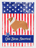 USA Patriotic Collie House Flag 28x40 Porch Sleeve Pole Decorative Outside Yard Banner Artwork Wall Hanging, Polyester