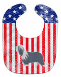 USA Patriotic Bearded Collie Baby Bib Easy-Clean Baby Bib Baby Feeding Accessory Baby Mealtime Essential, 10 x 13, Multicolor