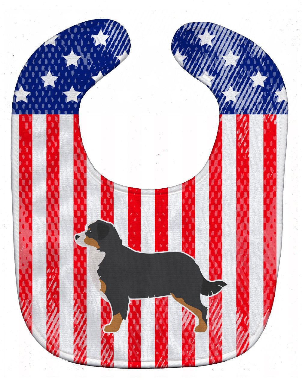 USA Patriotic Bernese Mountain Dog Baby Bib Easy-Clean Baby Bib Baby Feeding Accessory Baby Mealtime Essential, 10 x 13, Multicolor