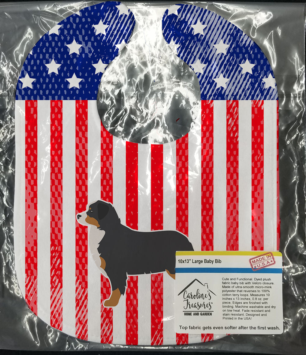 USA Patriotic Bernese Mountain Dog Baby Bib Easy-Clean Baby Bib Baby Feeding Accessory Baby Mealtime Essential, 10 x 13, Multicolor