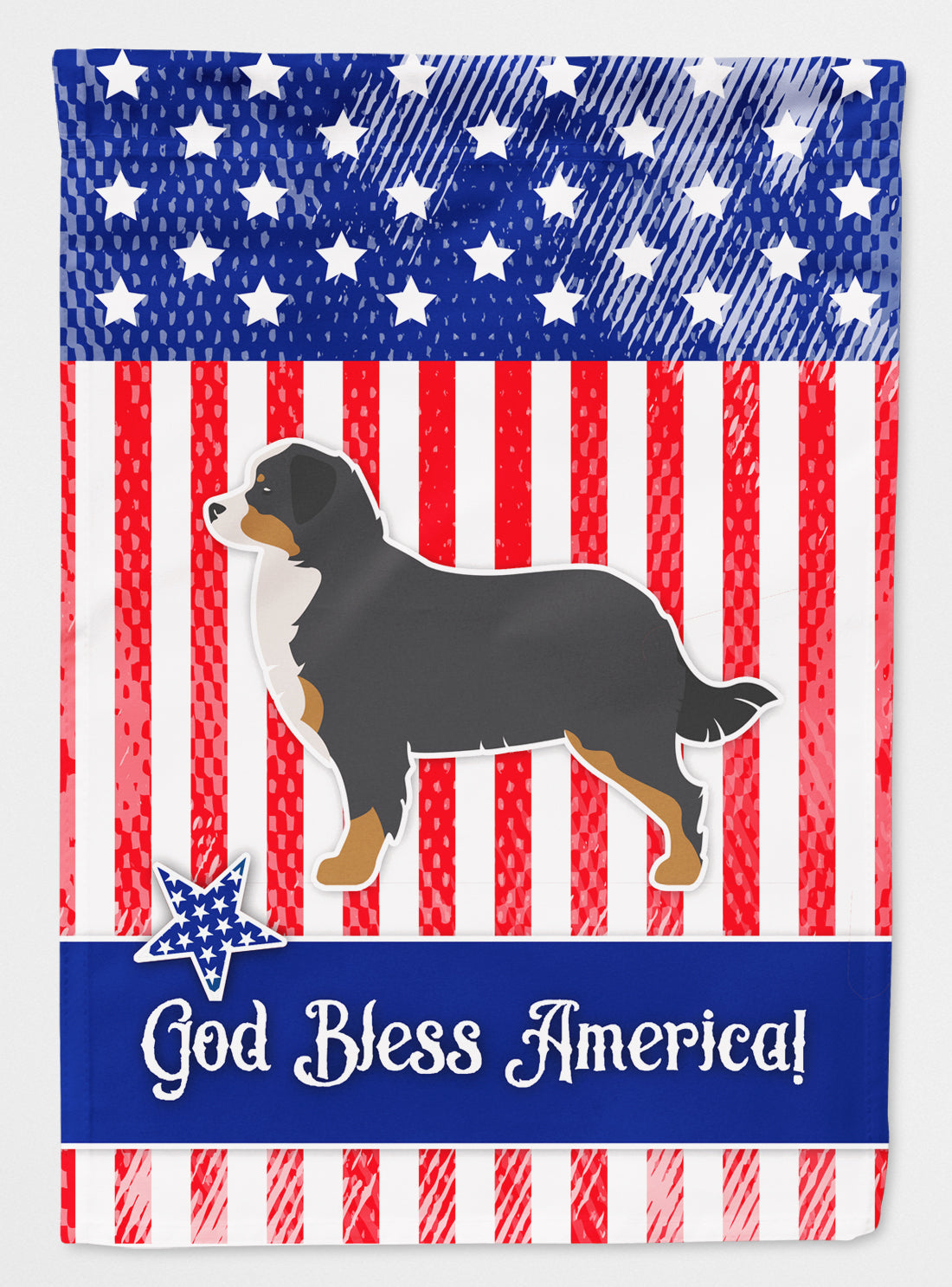 USA Patriotic Bernese Mountain Dog House Flag 28x40 Porch Sleeve Pole Decorative Outside Yard Banner Artwork Wall Hanging, Polyester