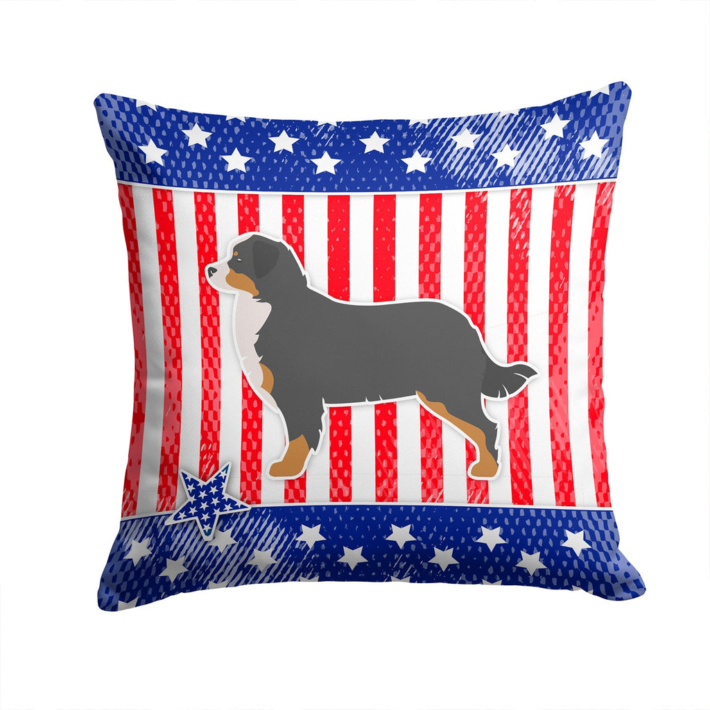 USA Patriotic Bernese Mountain Dog Decorative Throw Pillow 14x14 Indoor Outdoor Accent Cushion, Fabric Cover with Insert for Sofa, Bed, Porch & Living Room