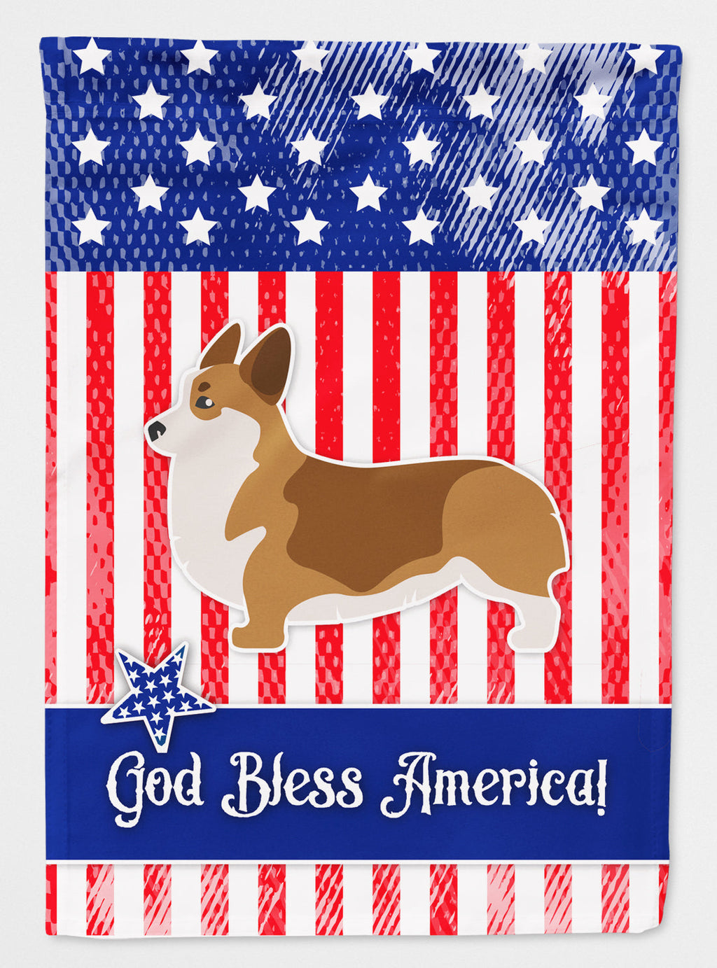 USA Patriotic Corgi House Flag 28x40 Porch Sleeve Pole Decorative Outside Yard Banner Artwork Wall Hanging, Polyester