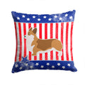 USA Patriotic Corgi Decorative Throw Pillow 14x14 Indoor Outdoor Accent Cushion, Fabric Cover with Insert for Sofa, Bed, Porch & Living Room