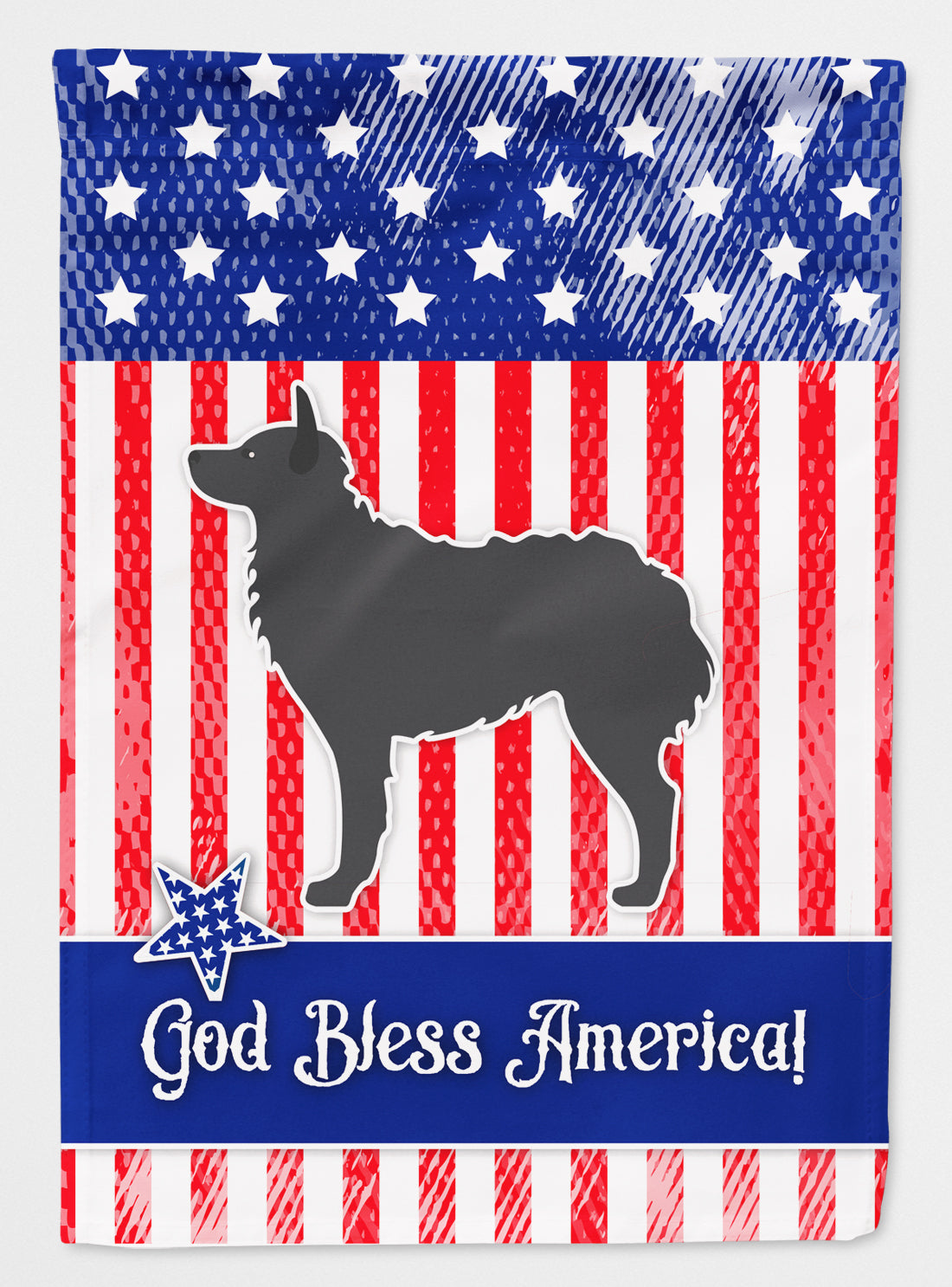 USA Patriotic Croatian Sheepdog House Flag 28x40 Porch Sleeve Pole Decorative Outside Yard Banner Artwork Wall Hanging, Polyester