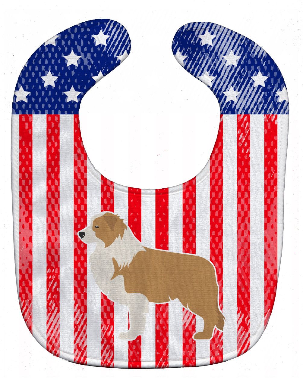 USA Patriotic Red Border Collie Baby Bib Easy-Clean Baby Bib Baby Feeding Accessory Baby Mealtime Essential, 10 x 13, Multicolor