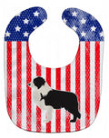 USA Patriotic Black Border Collie Baby Bib Easy-Clean Baby Bib Baby Feeding Accessory Baby Mealtime Essential, 10 x 13, Multicolor
