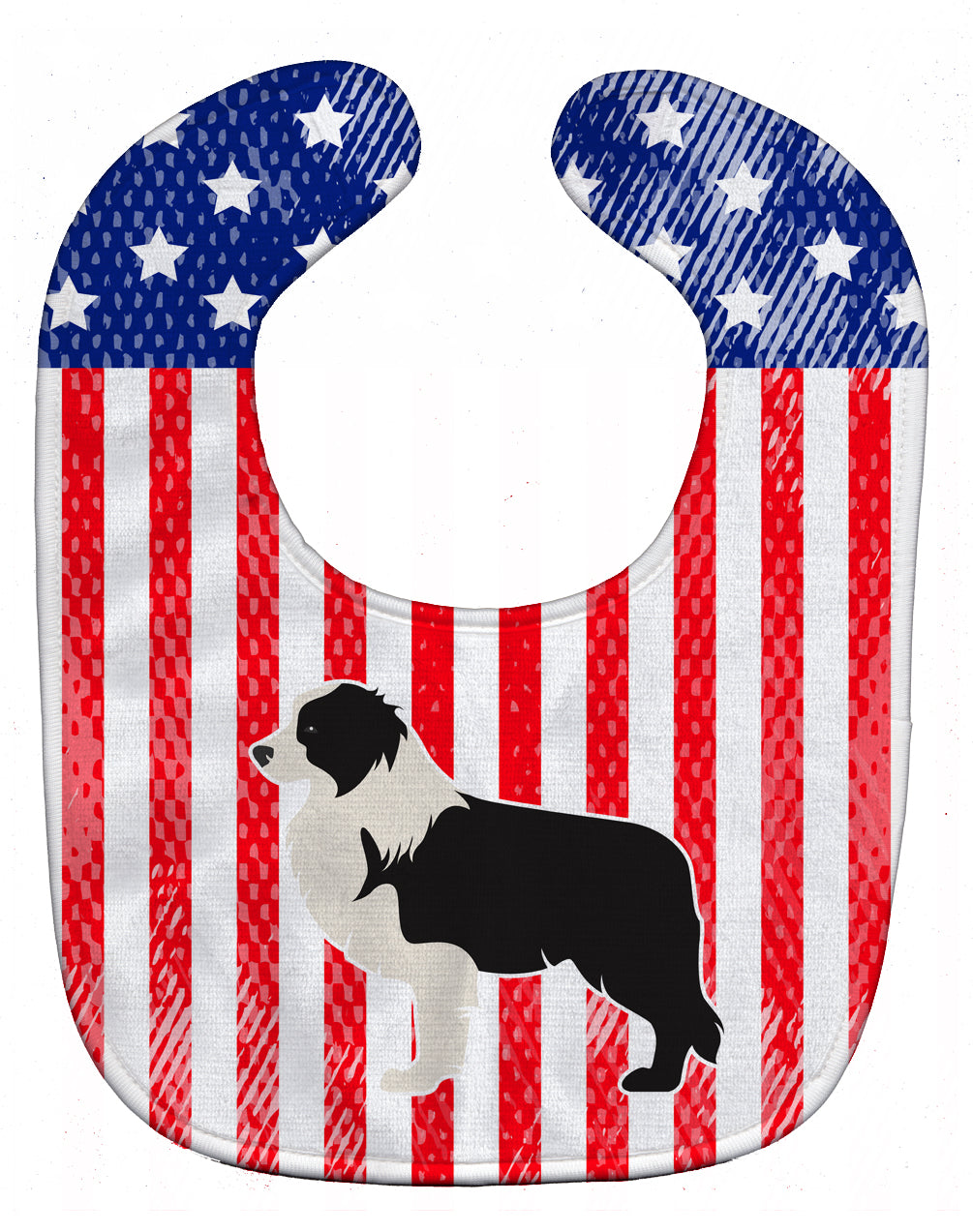 USA Patriotic Black Border Collie Baby Bib Easy-Clean Baby Bib Baby Feeding Accessory Baby Mealtime Essential, 10 x 13, Multicolor