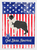 USA Patriotic Black Border Collie House Flag 28x40 Porch Sleeve Pole Decorative Outside Yard Banner Artwork Wall Hanging, Polyester