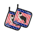 USA Patriotic Black Border Collie Pot Holder Set of 2 Heat Resistant Quilted Hot Pads 7.5 x 7.5 Inch, Insulated Kitchen Trivets for Cooking & Baking
