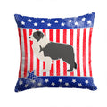 USA Patriotic Black Border Collie Decorative Throw Pillow 14x14 Indoor Outdoor Accent Cushion, Fabric Cover with Insert for Sofa, Bed, Porch & Living Room