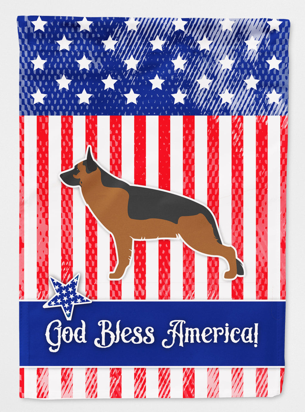 USA Patriotic German Shepherd House Flag 28x40 Porch Sleeve Pole Decorative Outside Yard Banner Artwork Wall Hanging, Polyester