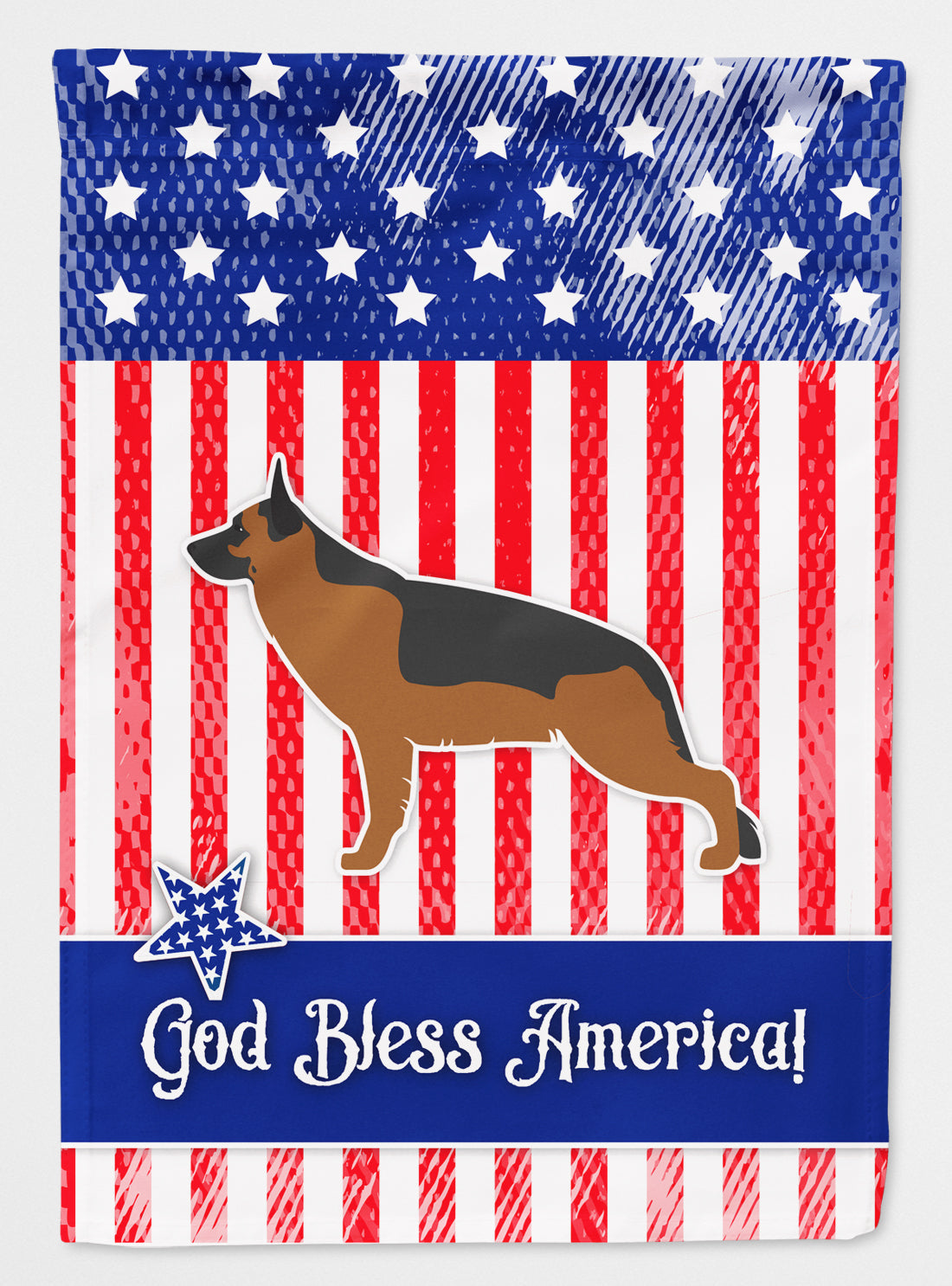 USA Patriotic German Shepherd House Flag 28x40 Porch Sleeve Pole Decorative Outside Yard Banner Artwork Wall Hanging, Polyester