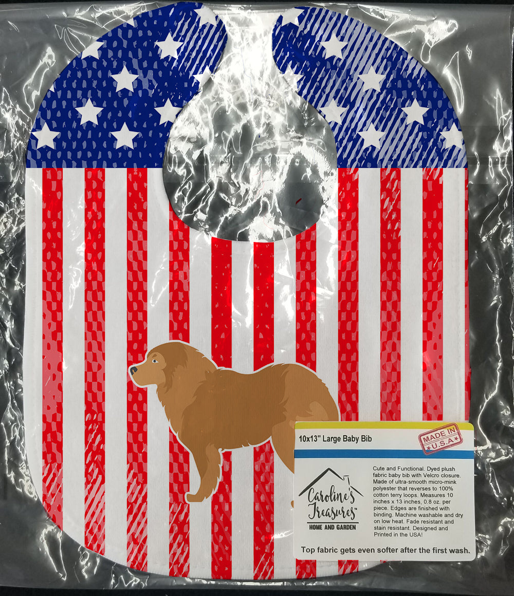 USA Patriotic Caucasian Shepherd Dog Baby Bib Easy-Clean Baby Bib Baby Feeding Accessory Baby Mealtime Essential, 10 x 13, Multicolor