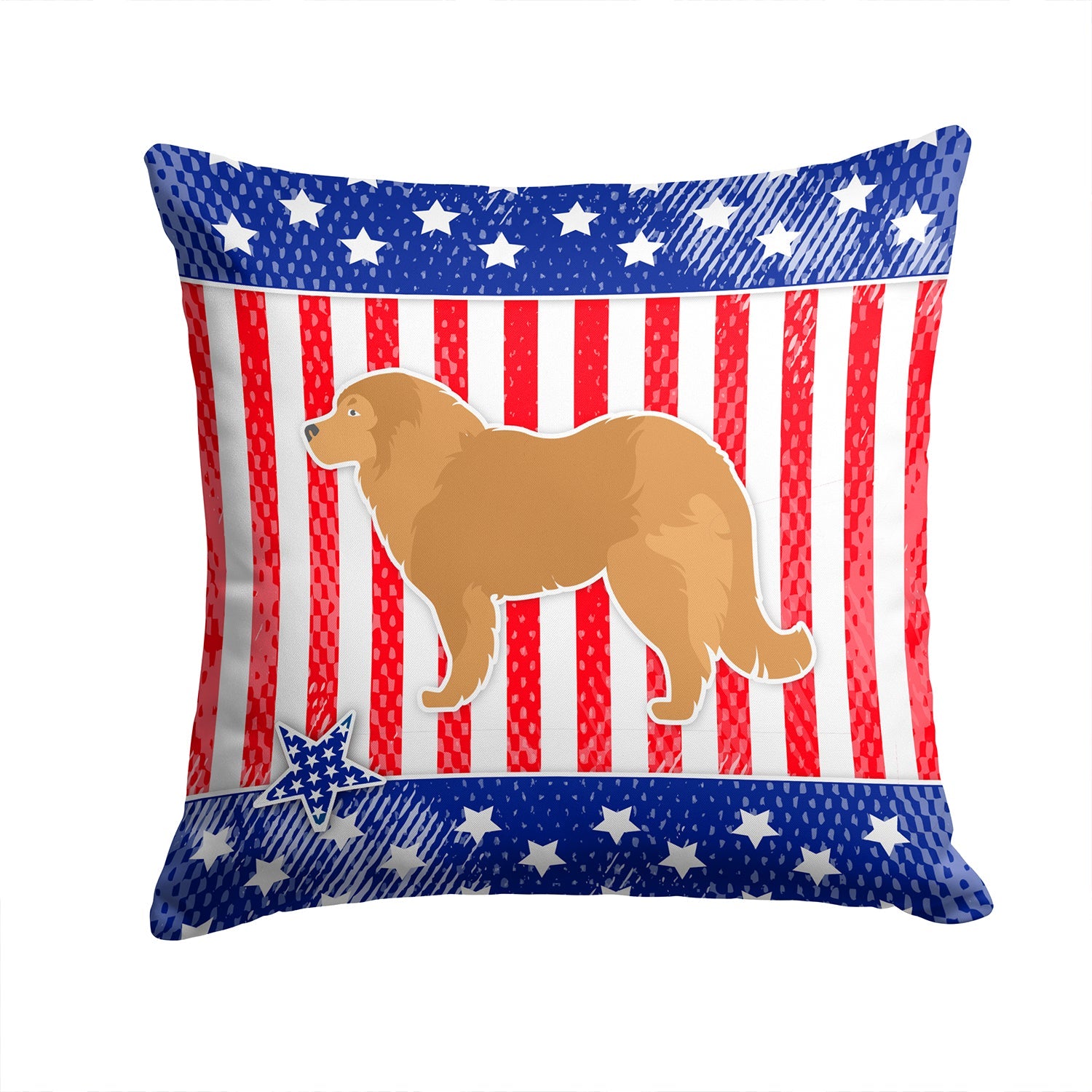 USA Patriotic Caucasian Shepherd Dog Decorative Throw Pillow 14x14 Indoor Outdoor Accent Cushion, Fabric Cover with Insert for Sofa, Bed, Porch & Living Room