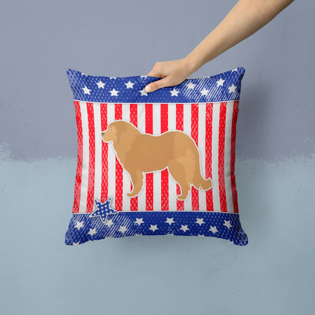 USA Patriotic Caucasian Shepherd Dog Decorative Throw Pillow 14x14 Indoor Outdoor Accent Cushion, Fabric Cover with Insert for Sofa, Bed, Porch & Living Room