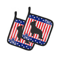 USA Patriotic Briard Pot Holder Set of 2 Heat Resistant Quilted Hot Pads 7.5 x 7.5 Inch, Insulated Kitchen Trivets for Cooking & Baking
