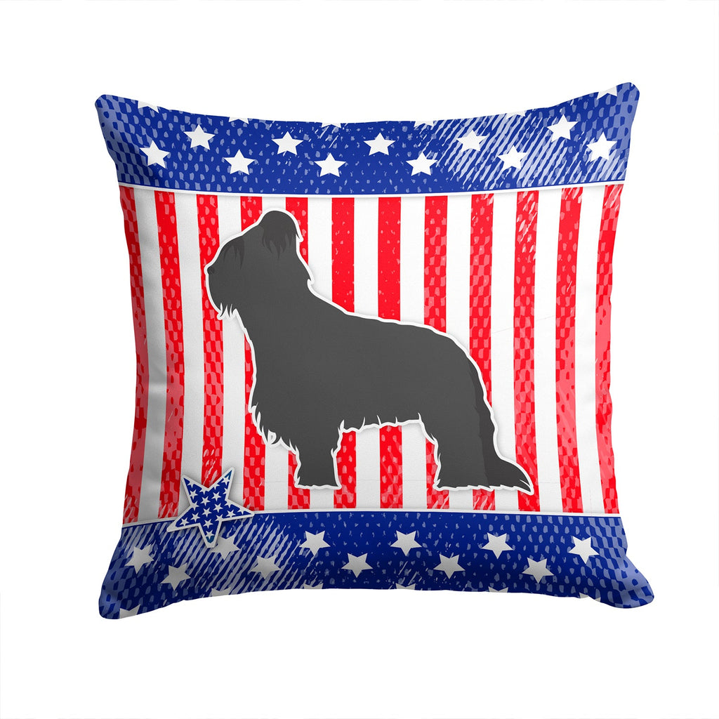 USA Patriotic Briard Decorative Throw Pillow 14x14 Indoor Outdoor Accent Cushion, Fabric Cover with Insert for Sofa, Bed, Porch & Living Room