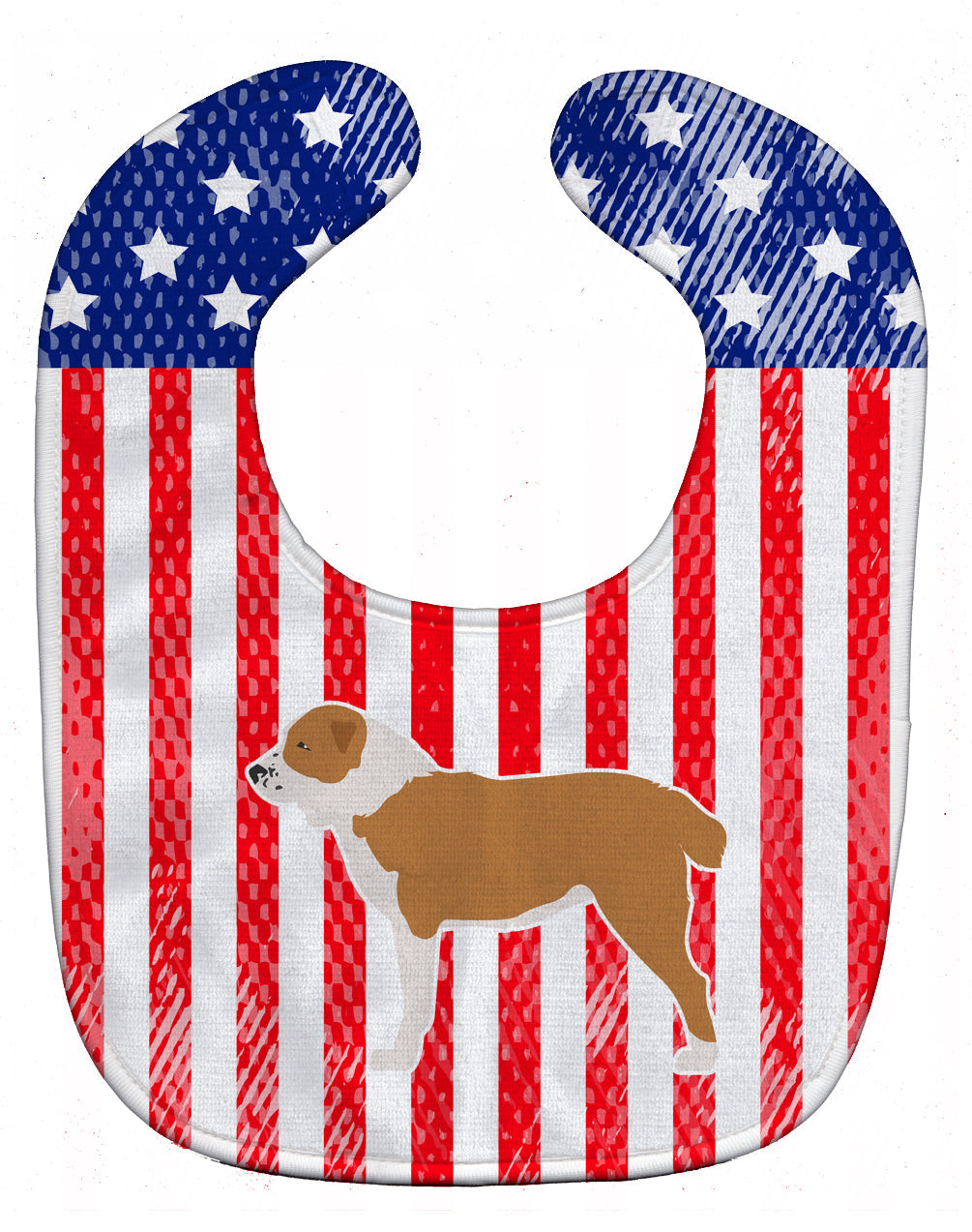 USA Patriotic Central Asian Shepherd Dog Baby Bib Easy-Clean Baby Bib Baby Feeding Accessory Baby Mealtime Essential, 10 x 13, Multicolor